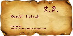 Kozó Patrik névjegykártya